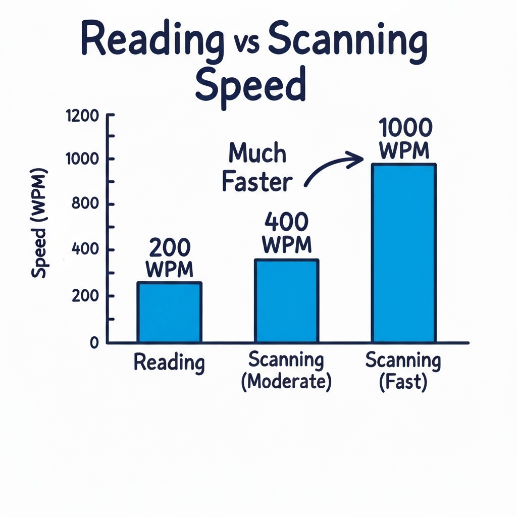Reading vs. scanning speed graph